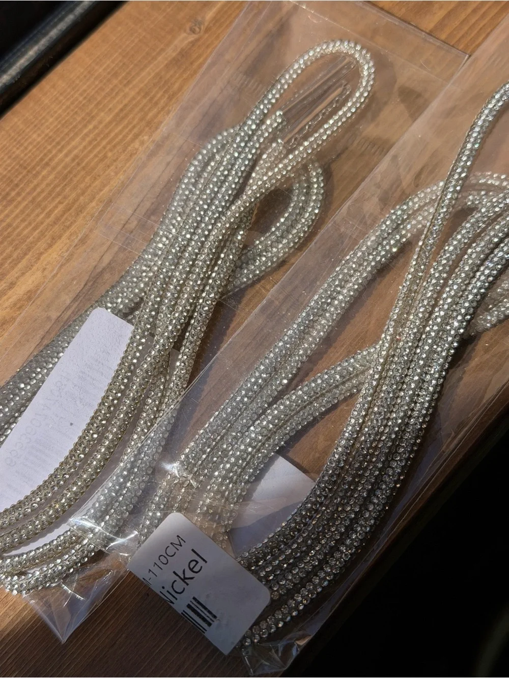 Clear Crystal Rhinestone Shoe Laces - Sparkling Silver‎